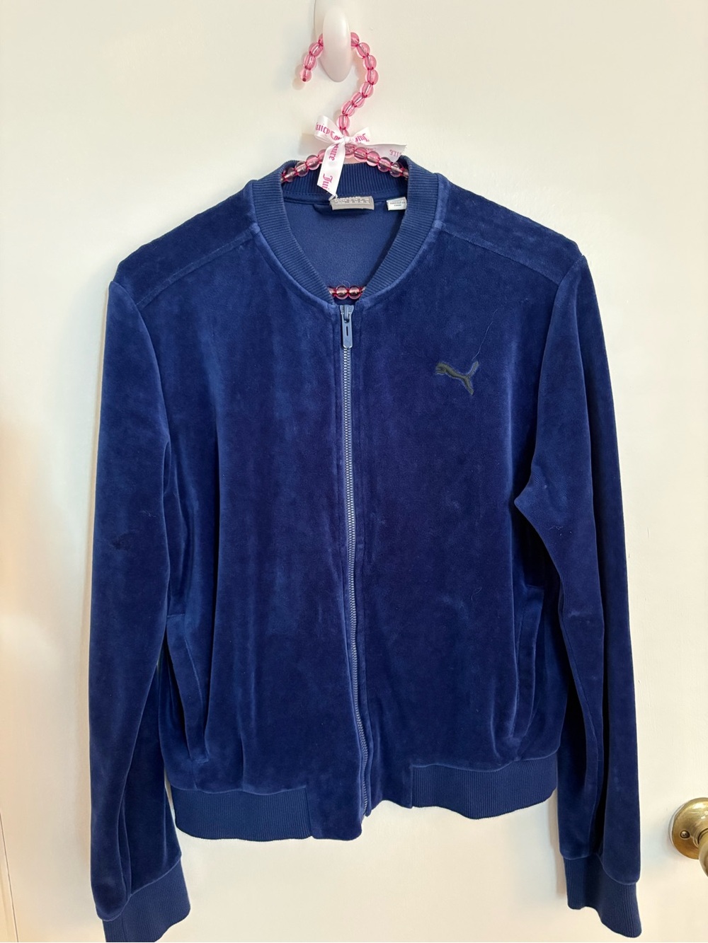 Puma Kids Navy Velour Full-Zip Jacket